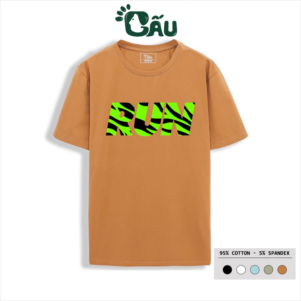 Áo thun nam GẤU 194 cổ tròn tay ngắn vải coton co dãn, dày dặn, form regular fit - Run