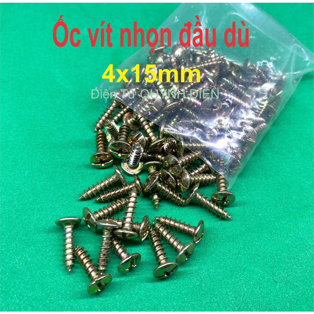 Ốc vít đầu dù răng xoắn 4mm dài 15mm một Túi khoản 100 con khoản 110g - linh kiện điện tử QUỲNH DIỄN