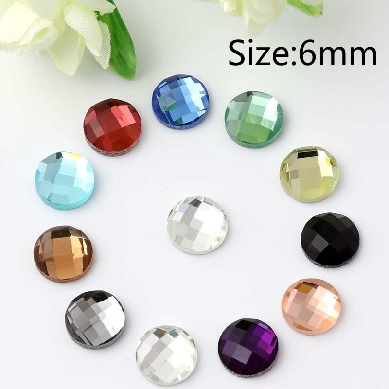 Set 50 Viên Đá Thủy Tinh Tròn 6mm Lấp Lánh Trang Trí Điện Thoại