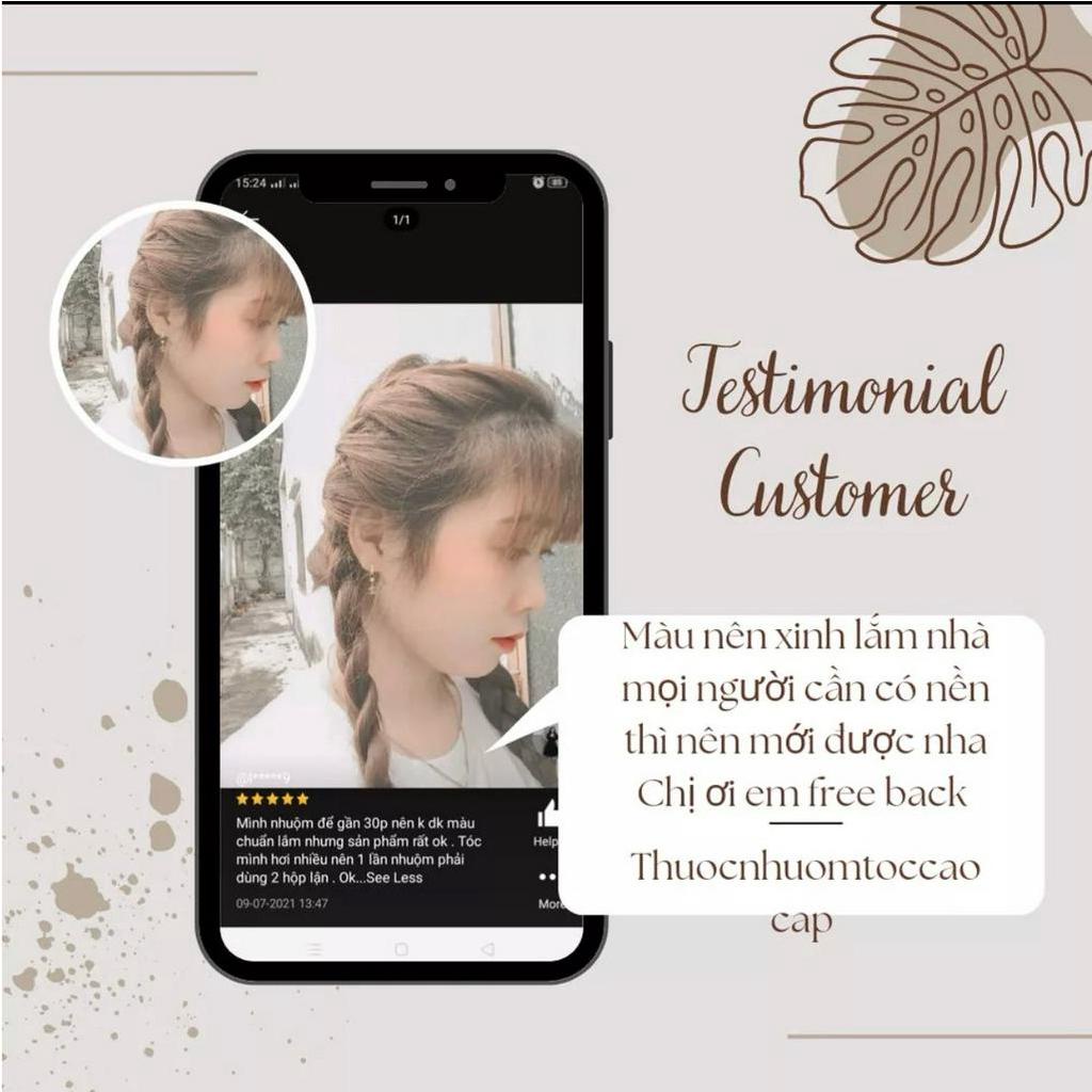 Thuốc nhuộm tóc NÂU TRÀ SỮA không cần thuốc tẩy tóc lên từ tone 6 - 7 tặng oxi nhuộm