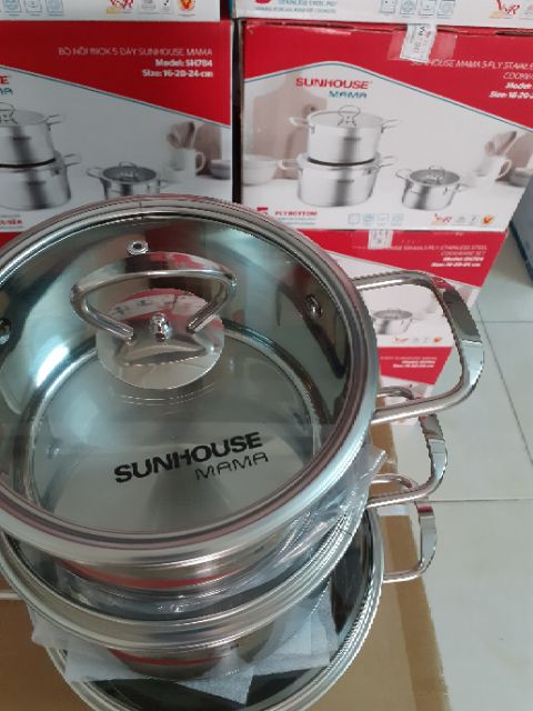 BỘ NỒI 5 ĐÁY SUNHOUSE MÂM Mode 784  GIÁ  Giảm 45k