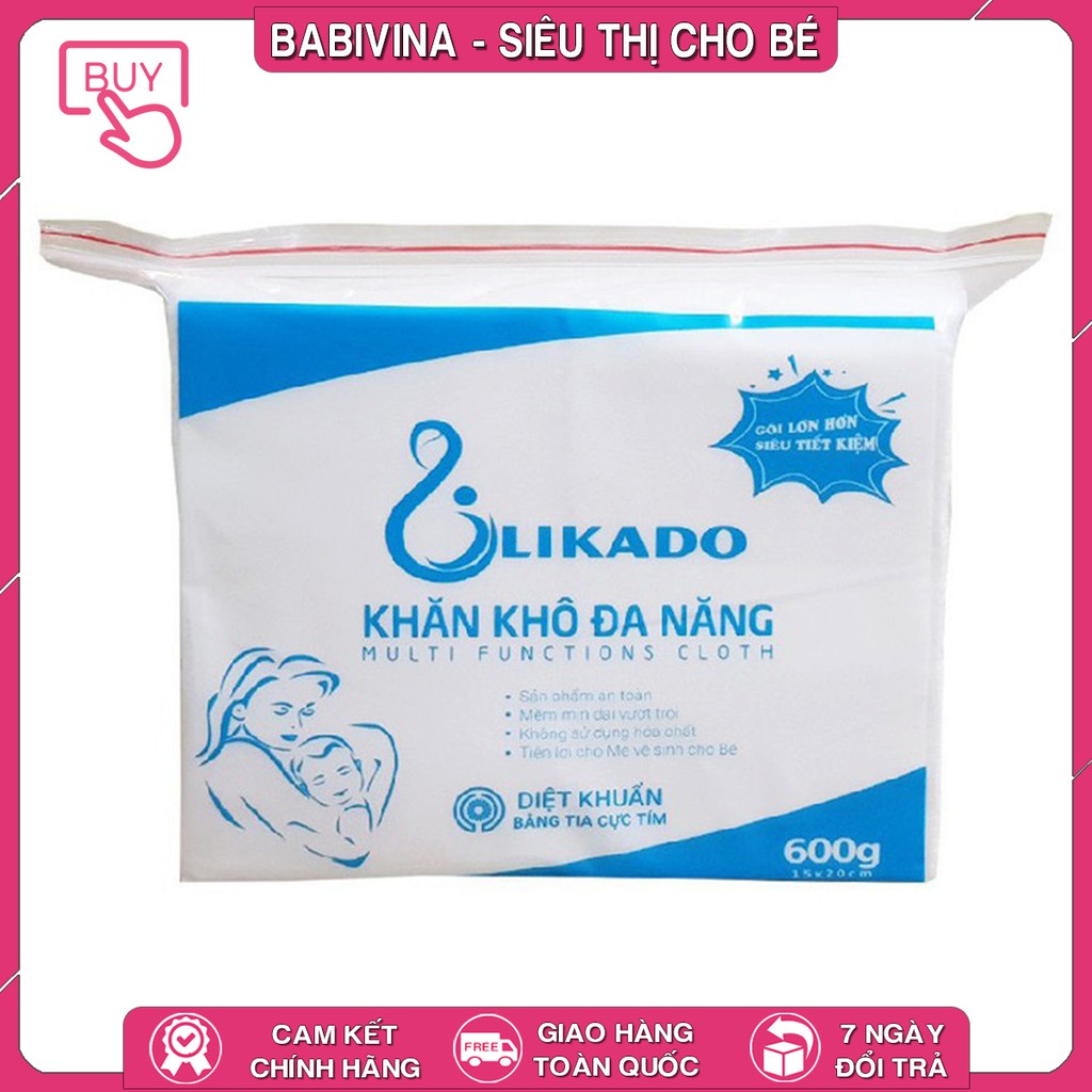 Khăn Vải Đa Năng LIKADO 300g, 400g, 500g - Tấm lót 3 lớp, 30 Tờ Hàng Chính Hãng Mẫu Mới