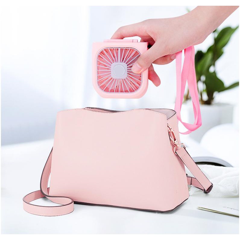 Quạt Sạc Đeo Cổ Kèm Pin Dự Phòng Foldable fan 3000mAh -Quạt Mini Sạc Usb -Để Bàn- Dây đeo tiện lợi | BigBuy360 - bigbuy360.vn