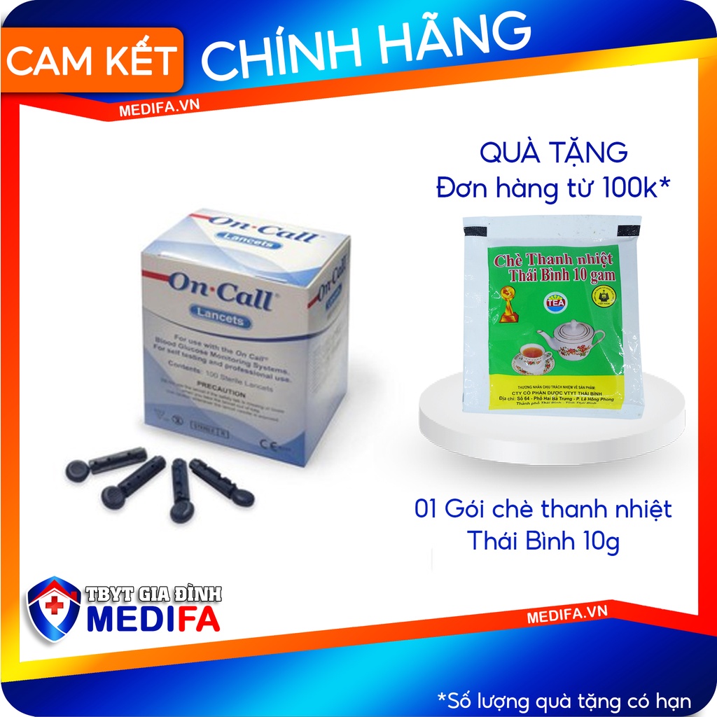Hộp 100 kim lấy chích máu thử đường huyết, tiểu đường On Call, hàng chuẩn, date dài