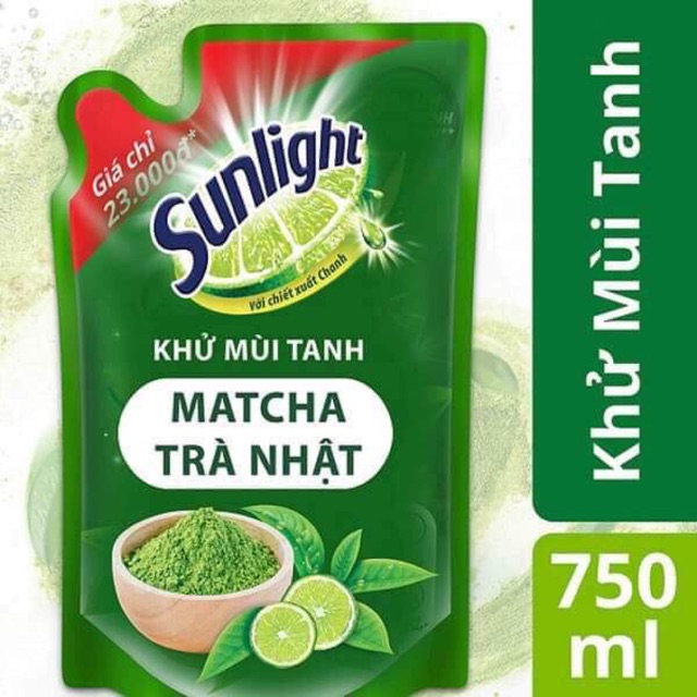 Nước rửa chén Sunlight trà xanh 750g ( dạng túi )