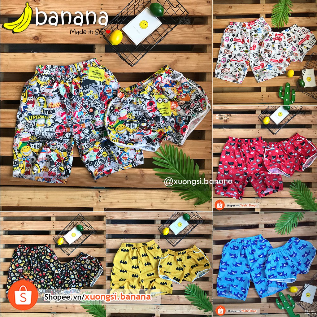 [🍌Banana]- Quần đi biển hoạt hình nam/ nữ