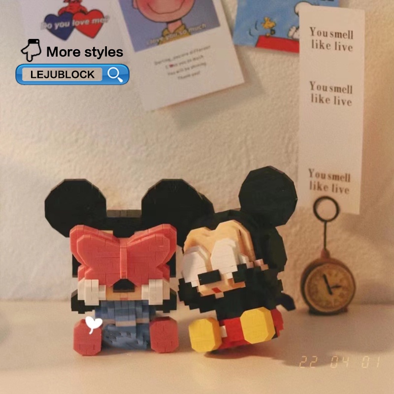Các khối xây dựng chuột mickey minnie nanoblock linabell ghép hình trẻ em hộp quà một mảnh đồ chơi trẻ em Disney búp bê quà tặng cho bạn gái giáng sinh Naruto kakashi luffy chopper