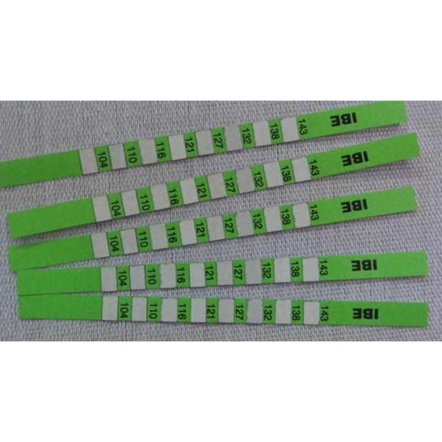 Giấy đo nhiệt độ IBE 104-143 độ C của keo dựng vải và vải thermopaper - 1 túi 50 cái