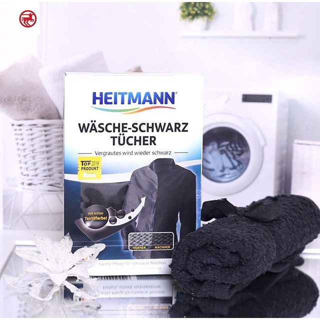 [ HÀNG ĐỨC ] Giấy giặt đen quần áo HEITMANN, giúp quần áo đen bạc màu lên màu đẹp lung linh như vừa mua