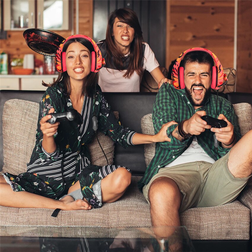 Tai nghe chơi game âm thanh nổi ngoài tai ONIKUMA K1B màu đỏ với micrô