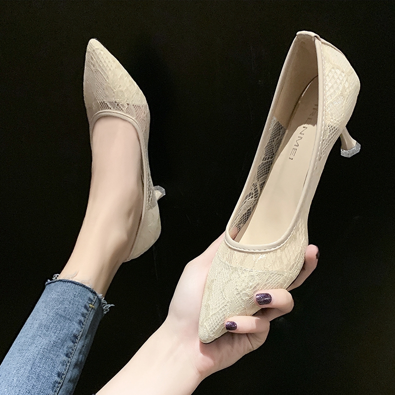 Giày Cao Gót Mũi Nhọn Màu Trơn Phong Cách Thanh Lịch Cho Nữ