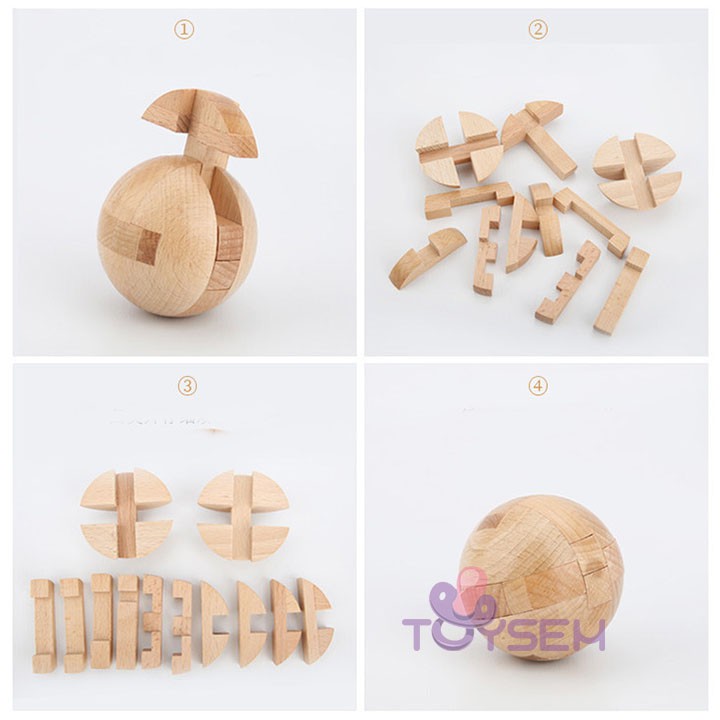 1 Cái Đồ chơi trẻ em giải đố đồ gỗ khóa luban phát triển trí tuệ Toysem - Quà tặng sinh nhật cho bé