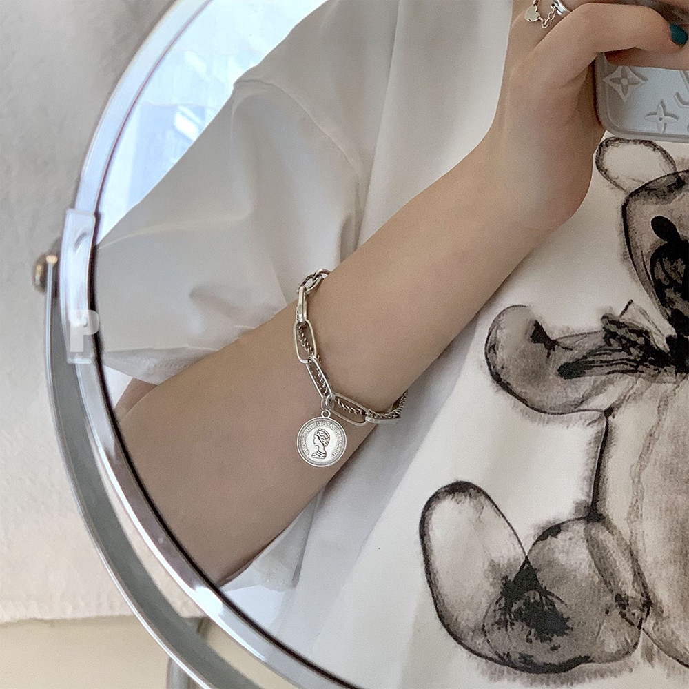 Trang sức vòng đeo tay họa tiết đồng xu thời trang Hàn Quốc sành điệu cho nữ