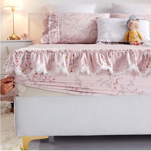 Set ga gối chần bông bo chun hoạ tiết hoa nhí hàn quốc dáng ngắn Baby Dreams