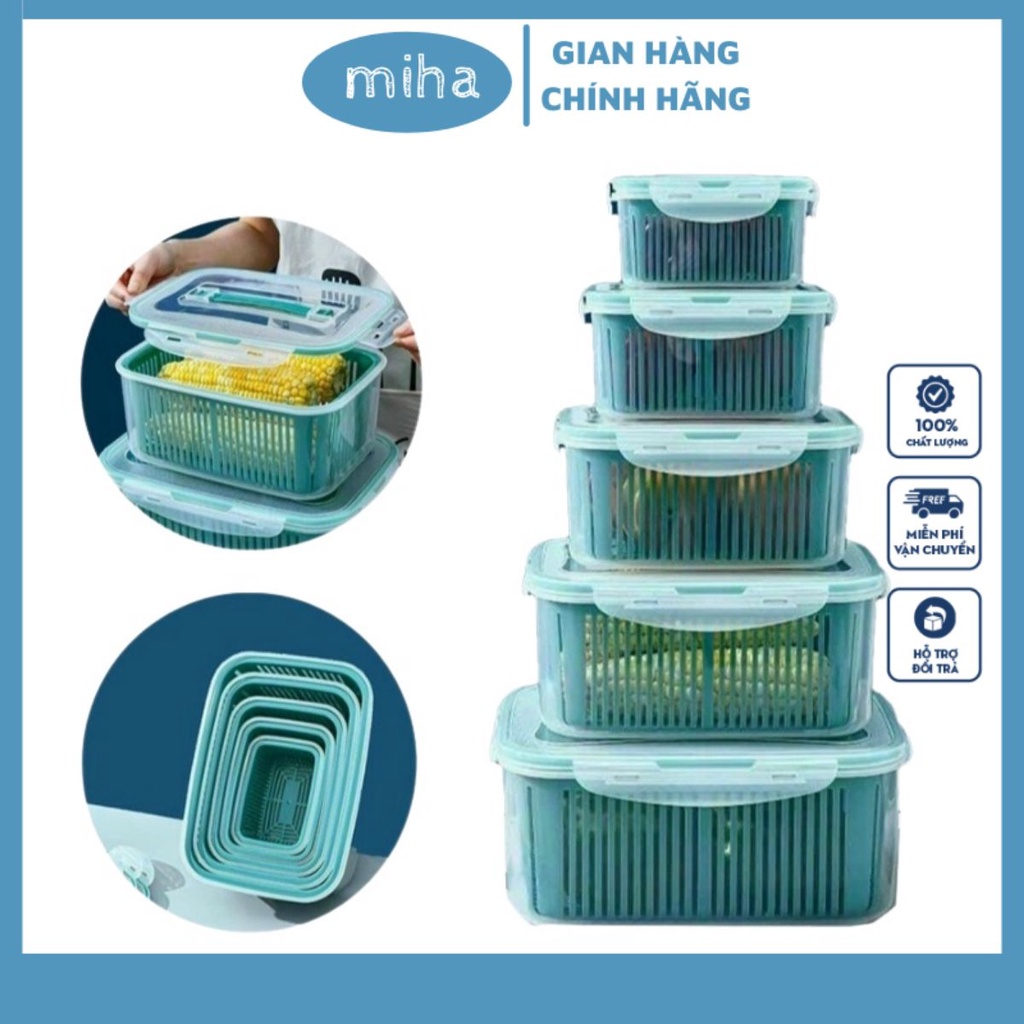 SET 5 Hộp Đựng Đồ, Thực Phẩm Bảo Quản Tủ Lạnh Đa Năng Có Nắp Đậy Cao Cấp