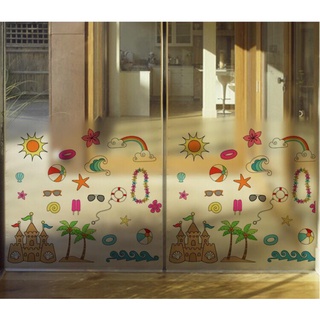 Decal dán kính cao cấp - icon màu biển