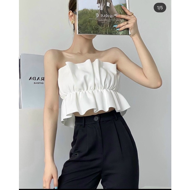 ÁO CROP TRẮNG ỐNG RÚT EO