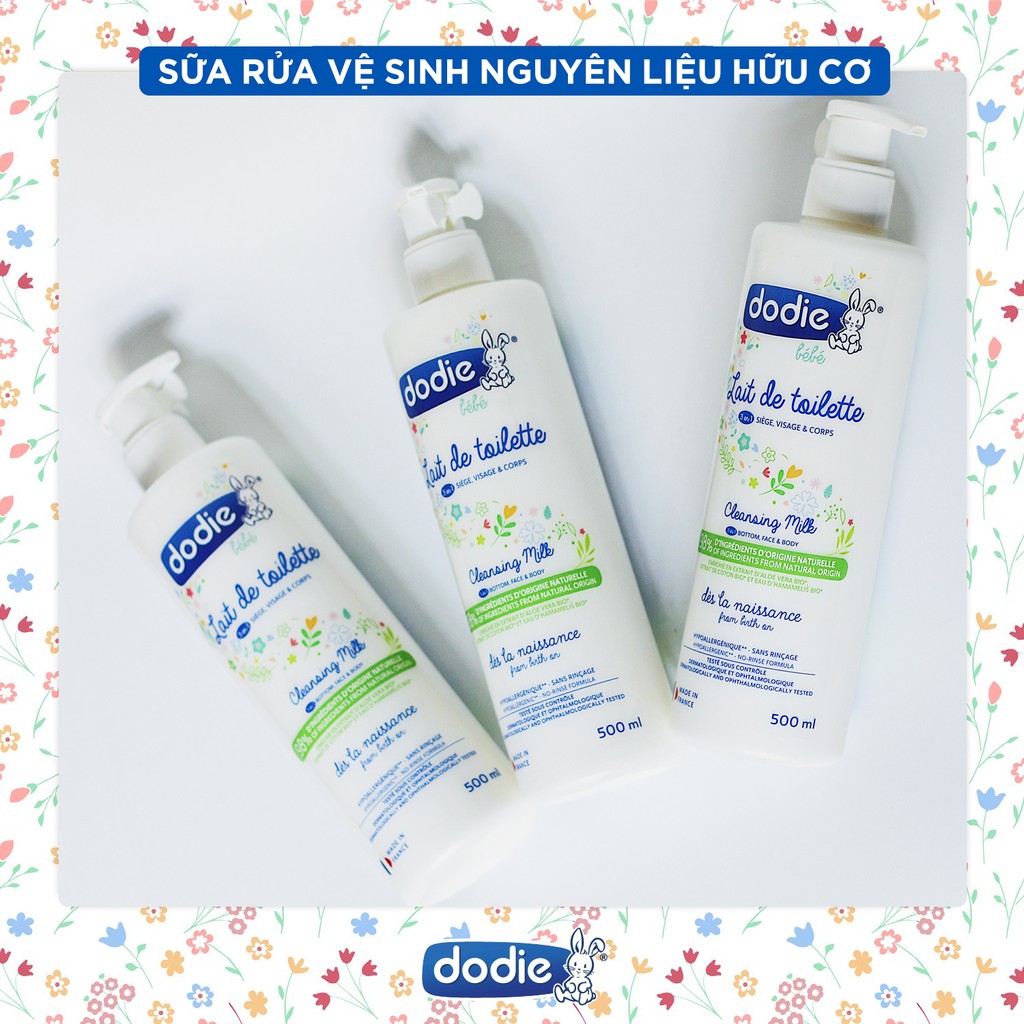 Sữa Rửa Vệ Sinh Dodie Cho Bé Từ 0m+ Nguyên Liệu Hữu Cơ 3 trong 1 - 500ml