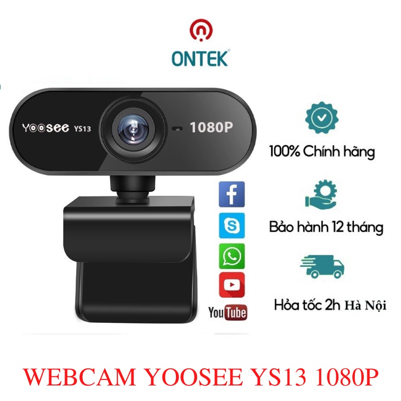 ✅Webcam Máy Tính, Webcam Yoosee YS13 Full HD 1080P siêu nét Có Mic-USB kẹp màn hình, Học Online - Gọi Video - Làm việc