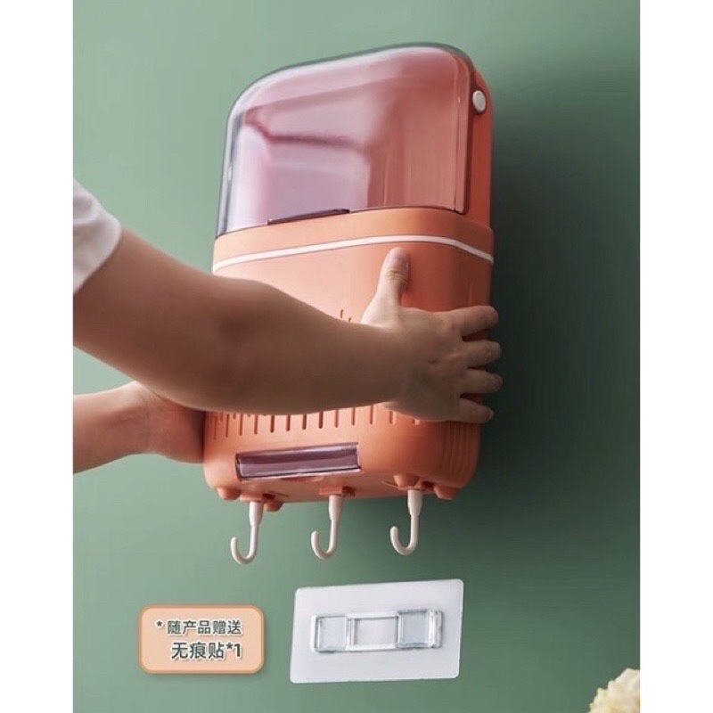 Ống Đũa, Hộp Đựng Đũa Thìa Có Nắp Đậy Chống Côn Trùng, Kiến, Dán Tường Chắc Chắn