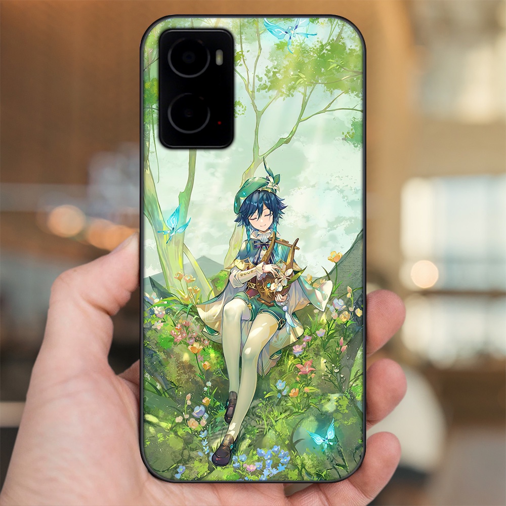 Ốp lưng Oppo A76 viền đen in hình Venti Genshin Impact