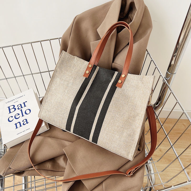 2022 new Korean style ins style women's portable briefcase OL professional commuting simple fashion single shoulder crossbody canvas large bag