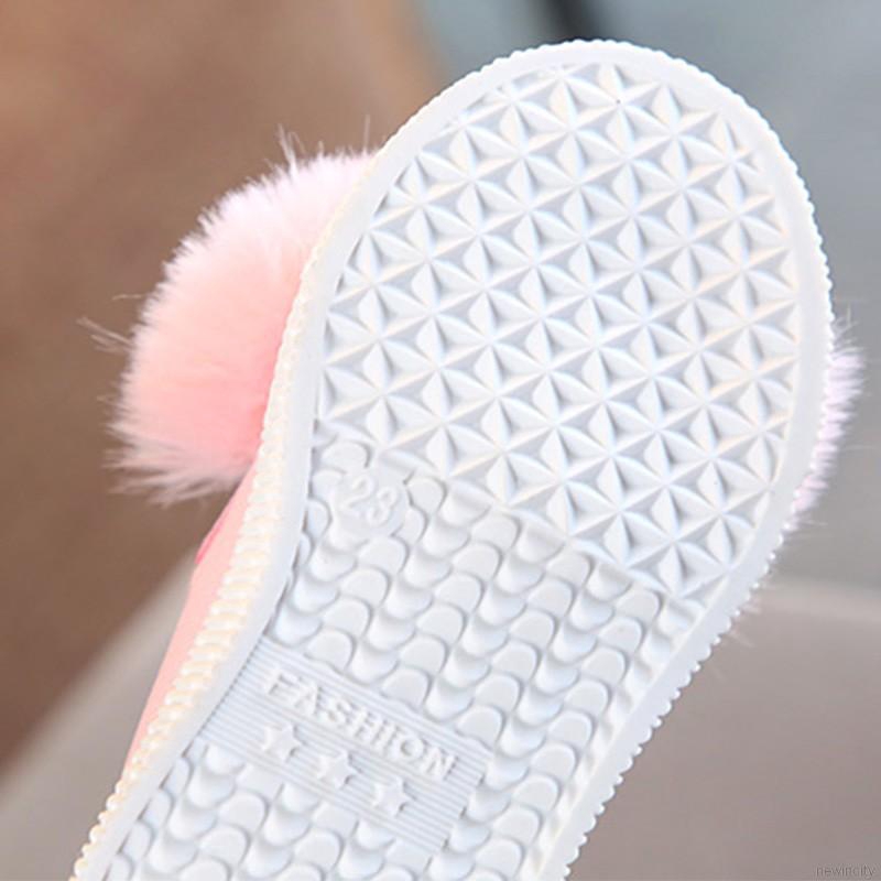 Giày Búp Bê Tai Thỏ Phối Lông Dễ Thương Dành Cho Bé Gái