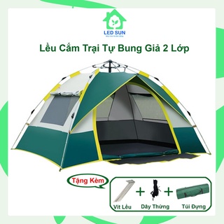 Lều cắm trại 2 người 4 người tự bung du lịch dã ngoại thoáng mát chống nước cách nhiệt ledsun