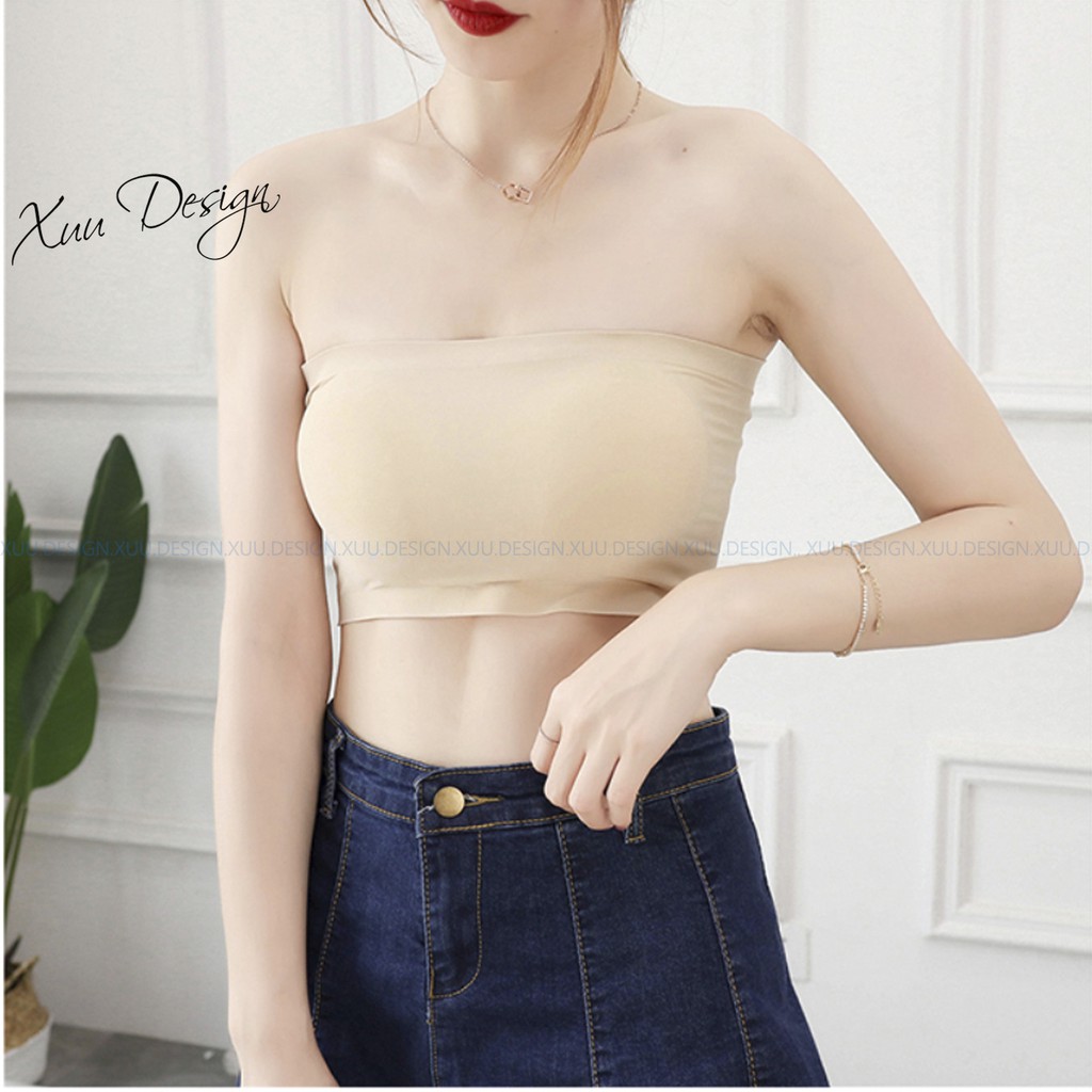 Áo Bra cao su cao cấp trơn không dây Xuu có đệm nâng ngực BR06