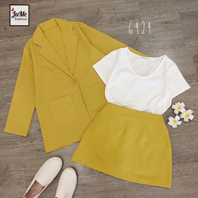 Sét vest 3 món: áo dây+ chân váy chữ A + vest khoác | BigBuy360 - bigbuy360.vn