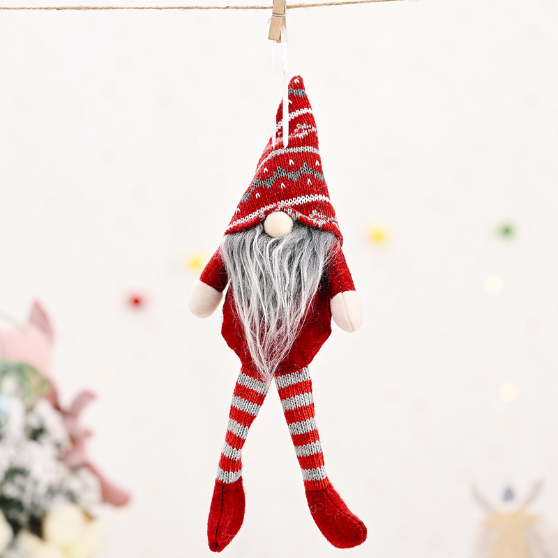 Santa Claus Hanging Leg Pendant/ Santa Claus Knitted Hat Pendant Plush Decorative/ Xmas Tree Party Ornament Kids Gifts