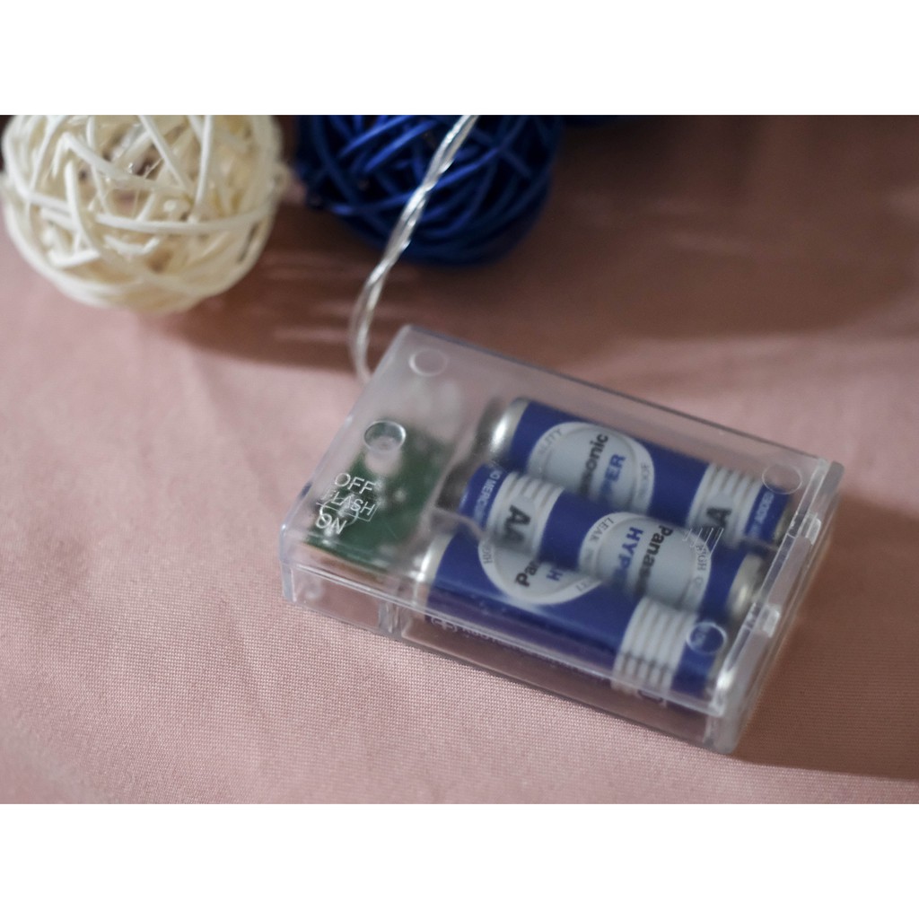 Dây đèn LED Cầu Mây siêu xinh 3m và 1m5 với 2 màu vàng và vàng xanh + Tặng Pin