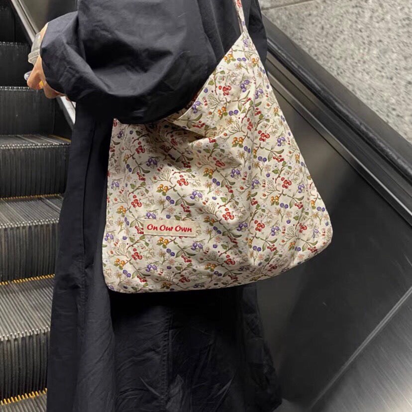 Túi Tote Đeo Chéo Họa Tiết Hoa Nhí Phong Cách Retro Vintage