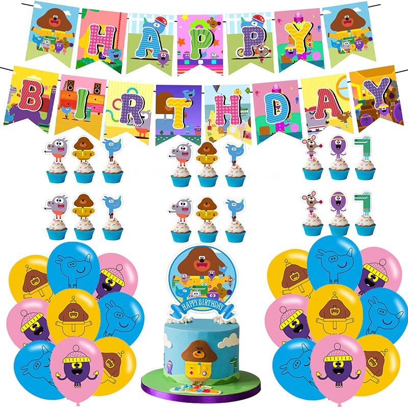 Hey Duggee kid Theme Birthday Party Supplies Cake Topper Banner Balloon Themed Party Decor