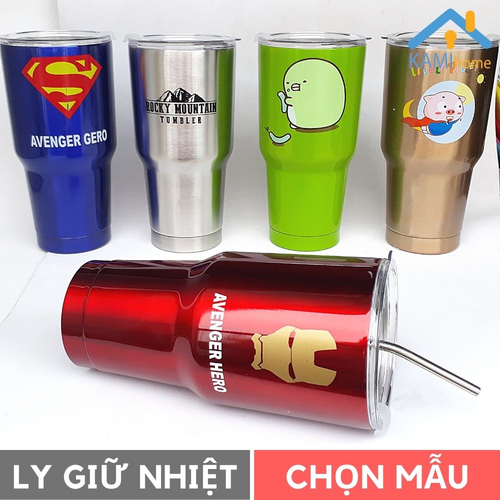 Ly giữ nhiệt Thái Lan 900ml 🎁Tặng Bộ Ống hút🎁 bình cốc cách nhiệt inox cao cấp Kami22008