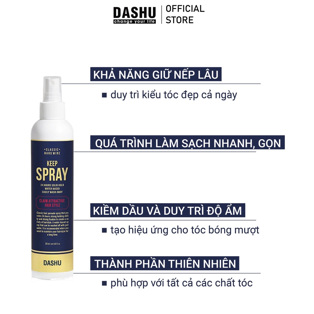 Chai Xịt định hình Dashu Classic Hardwire Keep 250ml