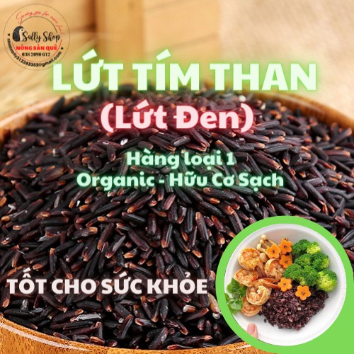 1kg Gạo Lứt Tím Than Hữu Cơ Sóc Trăng Vuông Tôm (Gạo Lứt Đen)- Ăn Kiêng, Phòng Bệnh, Giảm Cân, Thực Dưỡng – Nông Sản Quê