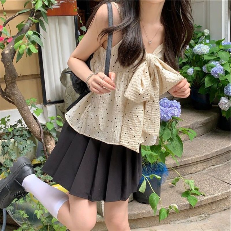 Áo Hai Dây Họa Tiết Chấm Bi Thời Trang Mùa Hè Dễ Phối Đồ Cho Nữ