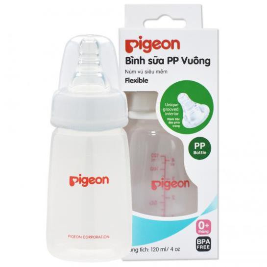 Bình sữa cổ hẹp PP vuông Pigeon 120ml/240ml