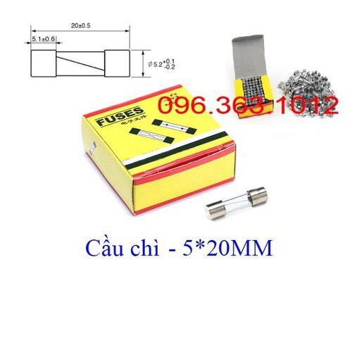 Cầu chì kính 5x20mm 100pcs