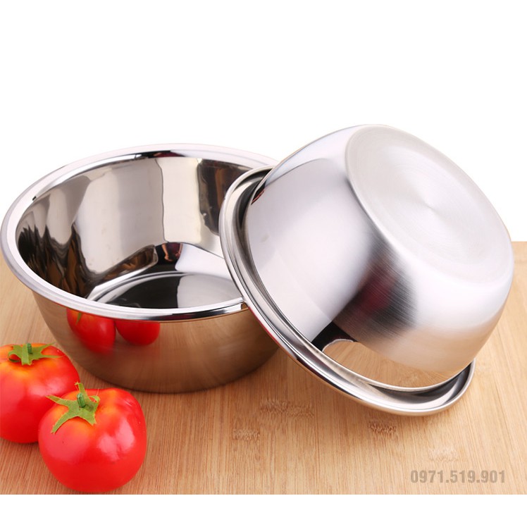 Thau âu trộn bột inox cao cấp nhập khẩu (loại dày đẹp 22cm)