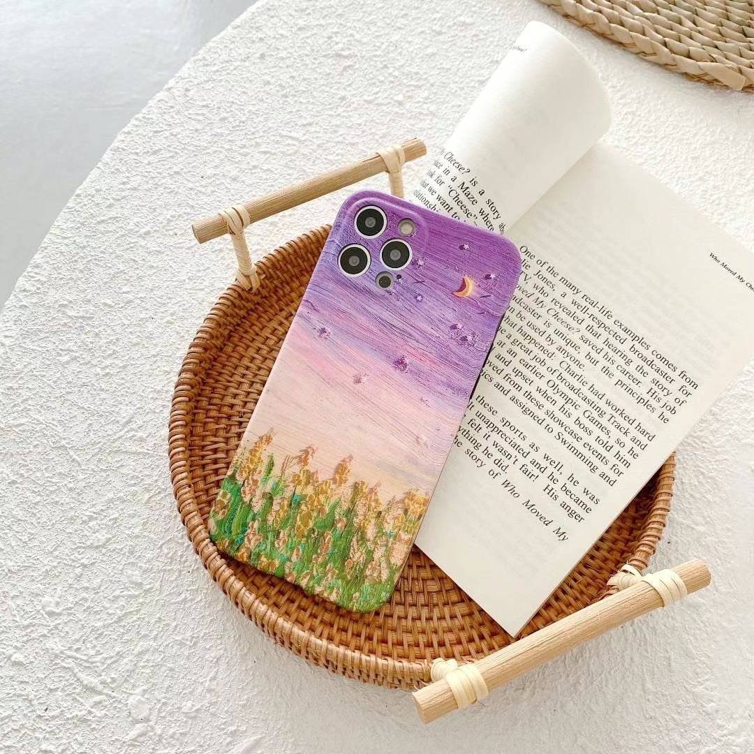 Huawei Y9s P20 Pro P30 Lite P30 Pro P40 Pro Mate 20 Pro Mate 30 Pro Mate 40 Pro Nova 3 Nova 4e Nova 4 Nova 5T Nova 7 / Nova 7 Pro Nova 7i Nova 7SE Nova 8 Pro Nova 8SE Honor 8X IMD Oil Painting Purple Sky Soft Silicone Casing Case