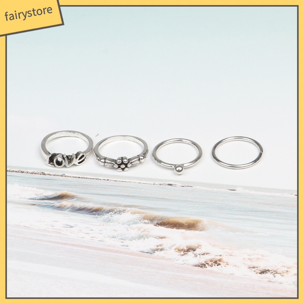 Bộ 10 Nhẫn Đeo Tay Phong Cách Retro Xinh Xắn