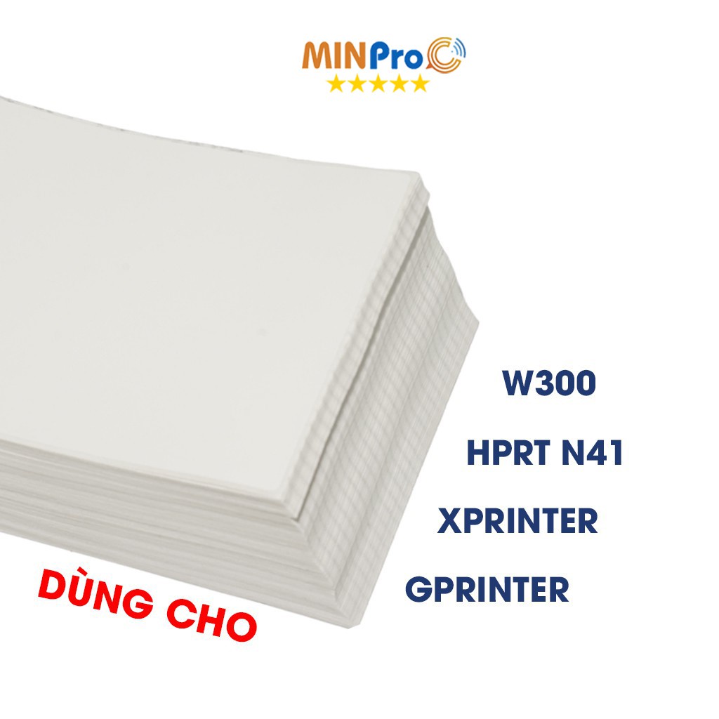 20 tờ giấy in nhiệt MINPRO tự dính 3 lớp 76x130mm in đơn Shopee sẵn bóc dán tiện lợi