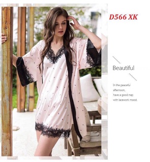 đầm ngủ lụa kèm áo choàng