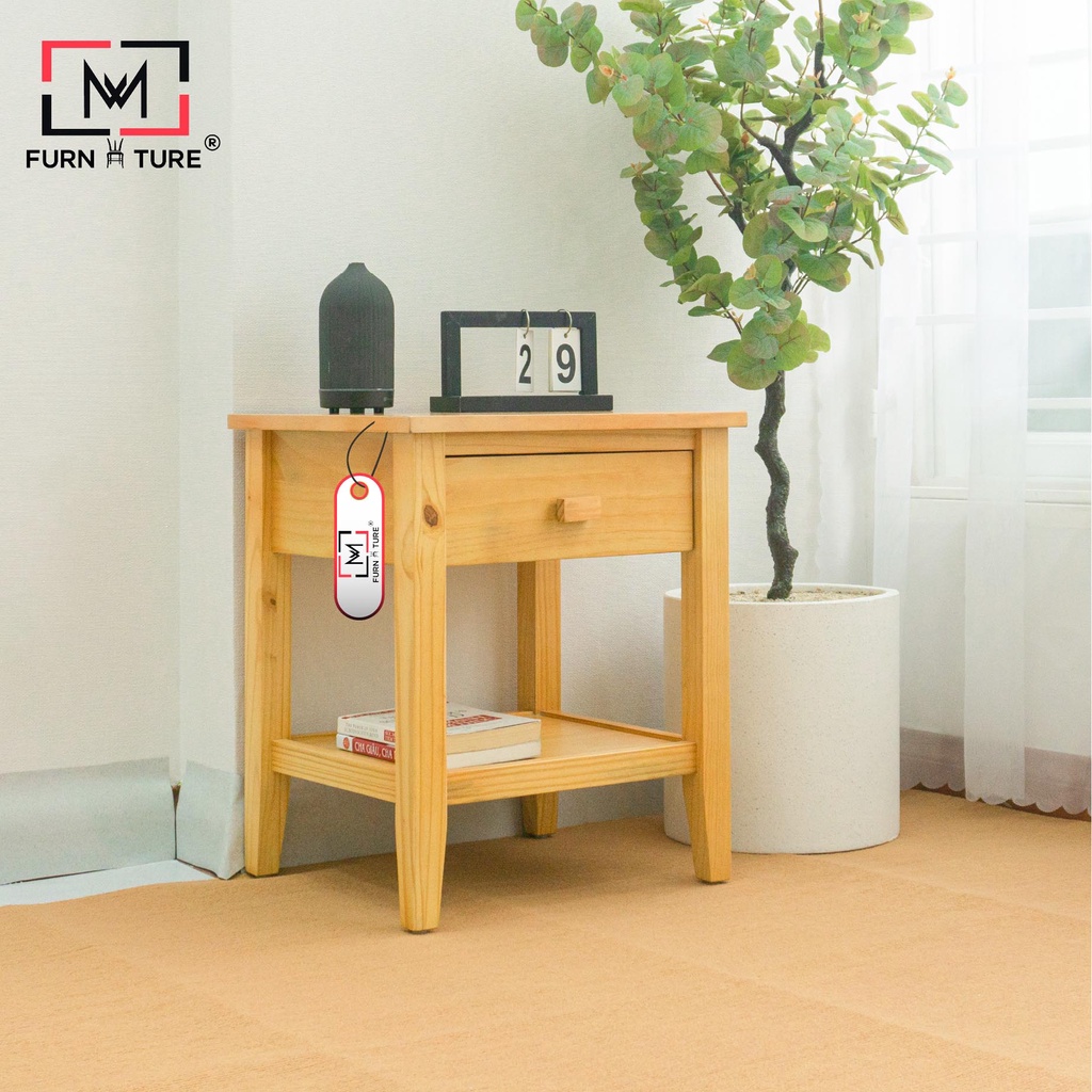 Tab đầu giường SARA gỗ thông cao cấp thương hiệu MW FURNITURE