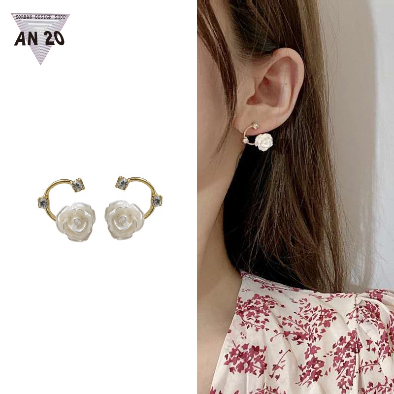 🔥Bông Ta Hoa hồng trắng Khảm rhinestone Siêu đẹp