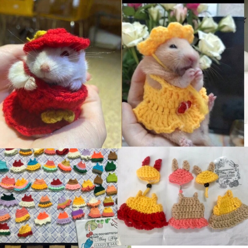 Mũ váy đáng yêu cho hamter. sóc  bằng len