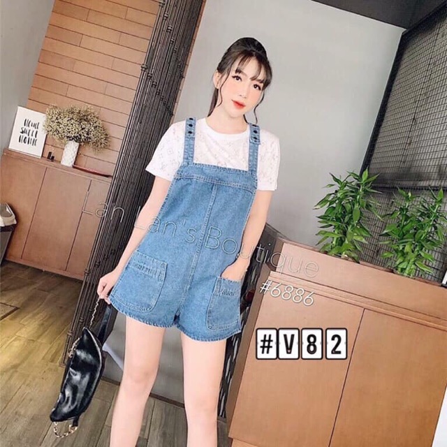 Quần yếm bò nữ 2 màu xanh đen | BigBuy360 - bigbuy360.vn