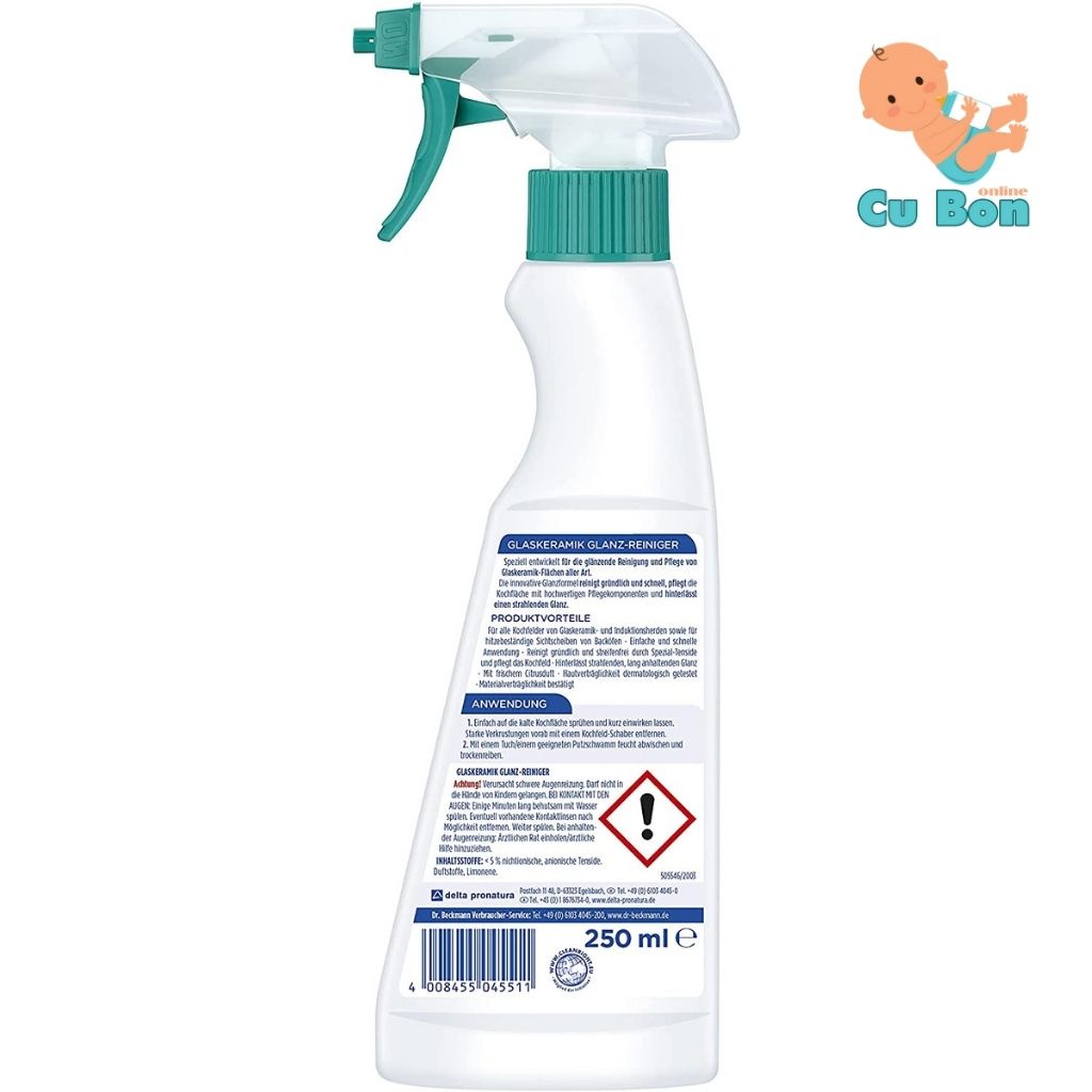 Tẩy dầu mỡ Dr.Beckmann Đức 250ml tẩy sạch bếp từ, bếp ga, lưới lọc máy hút mùi, tường ốp, chậu rửa bát an toàn tiện lợi